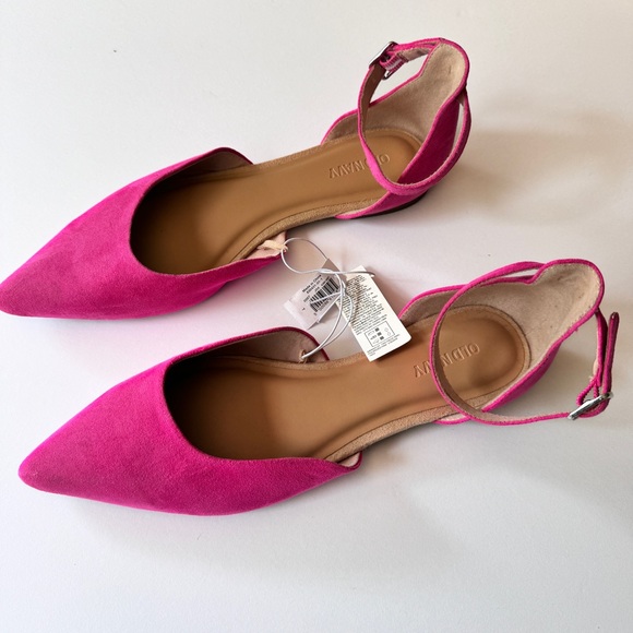 Old Navy Women's Pointy Toe Low Heel Ankle Strap Flats Polarized Pink Sz 7 - Picture 7 of 10